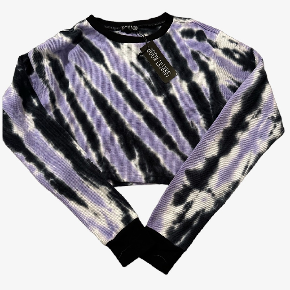 “Current mood “ NEW WITH TAG black and red the dye waffle long sleeve